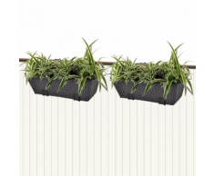 vidaXL Set 2 pz Fioriera trapezoidale in rattan 50 cm nera per balcone