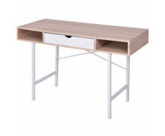 vidaXL Scrivania con 1 Cassetto Rovere e Bianco