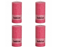 Bolsius Candela Pilastro Rustica 200 x 100 mm Fucsia 4 pezzi