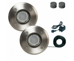 Luxform Faretti da giardino York 2 pezzi Argento 53215