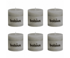 Bolsius Candela Pilastro Rustica 100 x mm Grigio chiaro 6 pezzi