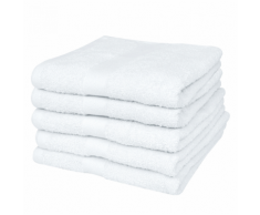 vidaXL Set 5 pz Asciugamani cotone 100% 500 gsm 100 x 150 cm bianchi