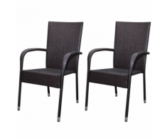 vidaXL Set Mobili da giardino in polirattan 2 sedie marroni