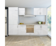 vidaXL Armadietto Cucina Lucido Bianco con Unità Frigorifero 7 pz 270 cm