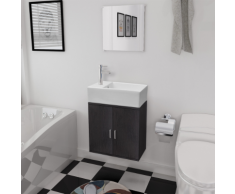 vidaXL Set 3 pz Mobili da bagno e lavandino nero