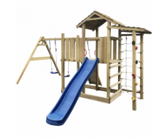 vidaXL Set Gioco da Esterno con Scivolo, Scaletta ed Altalene 516x450x270cm in Legno