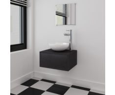 vidaXL Set 3 pz Mobili da bagno e lavandino nero