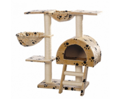 vidaXL Casina ad albero per gatto 105 cm Peluche beige con impronte