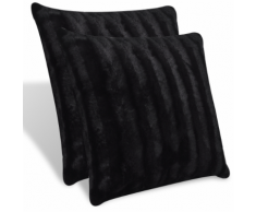 vidaXL Cuscino in Pelliccia Artificiale Nera 45 x cm 2 pz