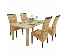 vidaXL Sedie Sala da Pranzo 4 pz in Abaca Marroni