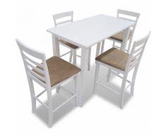 vidaXL Set Tavolo da bar in legno bianco e 4 sedie