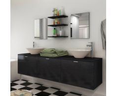 vidaXL Set 8 pz Mobili da bagno e lavandino nero