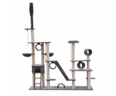 vidaXL Casina ad albero per gatto deluxe 230-260 cm Peluche grigio