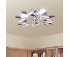 vidaXL Lampada da soffitto foglie bianche e viola in acrilico per 3 lampadine