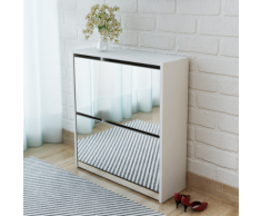 vidaXL Scarpiera 2 Strati a Specchio Bianca 63x17x67 cm
