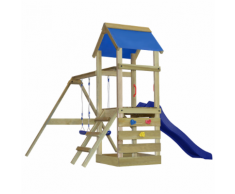 vidaXL Casetta in legno con scala, scivolo e altalene 290x260x245 cm