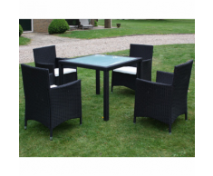 vidaXL Set Nove pz Tavolo e sedie da giardino in polirattan nero