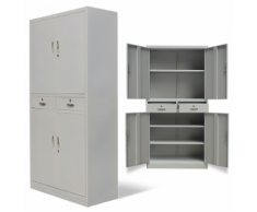 vidaXL Armadio metallico per ufficio con 4 ante e 2 cassetti grigio