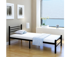 vidaXL Letto Singolo Di Metallo Nero 90x200 cm