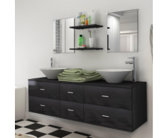 vidaXL Set 7 pz Mobili da bagno e lavandino nero