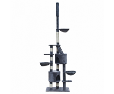 vidaXL Casina ad albero da coccole per gatto XL 230-260 cm Peluche Grigio