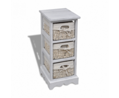 vidaXL Rastrelliera stoccaggio in legno bianco, 3 cestini di tessitura