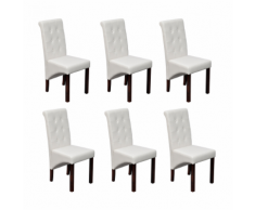 vidaXL Sedie da Pranzo e Soggiorno pelle artificiale,(SET 6)Bianca