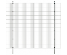 vidaXL Pannello di recinzione 2D giardino con paletti 2008x2230 mm 44m argento