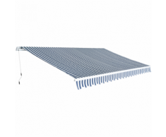 vidaXL Tenda da Sole Pieghevole Manualmente 5x3 m Blu e Bianca