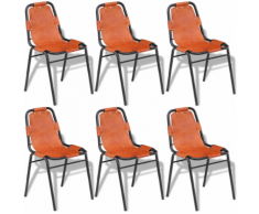 vidaXL Sedie Sala da Pranzo 6 Pz Marroni 59x44x89 cm Vera Pelle