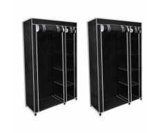 vidaXL Armadi Guardaroba Richiudibili, Set da 2, colore nero