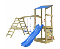 vidaXL casetta in legno con scale, scivolo, altalene 356x255x235 cm