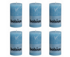 Bolsius Candela Pilastro Rustica 130 x 68 mm Blu acqua 6 pezzi