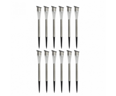 vidaXL Lampade solari a stelo da giardino 12x LED in acciao inox