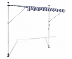 vidaXL Tenda da Sole a Scomparsa 400 cm ad Azionamento Manuale Blu/Bianco