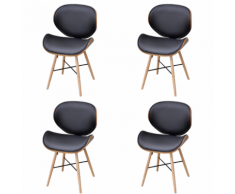 vidaXL Set 4 pz Sedia da pranzo con telaio in legno curvato senza braccioli