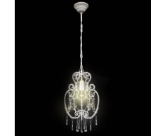 vidaXL Lampada da Soffitto Bianca in Metallo con Perline di Cristallo