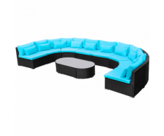 vidaXL Divano da Giardino Set 13 Pz in Polyrattan Blu Tropicale
