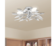 vidaXL Lampada da soffitto foglie bianche e cristallo acrilico trasparente