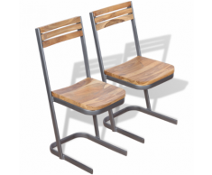 vidaXL 2 Pz Sedie Sala da Pranzo in Legno Massello di Teak