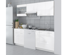 vidaXL Armadietto Cucina Lucido Bianco 5 pz 200 cm