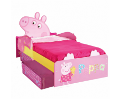Peppa Pig Disney Lettino per Bambini con Cassetti 140x70 cm Rosa WORL213010