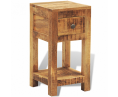 vidaXL Tavolino in legno solido comodino con 1 cassetto