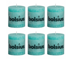 Bolsius Candela rustica per celebrazioni Blu oceano 80/68 Set 6 pz