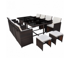 vidaXL Set Tavolo e Sedie da Pranzo per Esterni 33 Pz Marroni Polyrattan