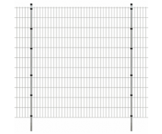 vidaXL Pannello di recinzione 2D giardino con paletti 2008x2230 mm 22m argento