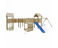 vidaXL Set da gioco all'aperto con scaletta, scivolo e altalene 800x615x294 cm Legno