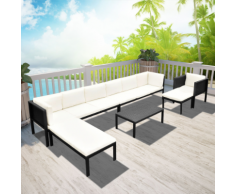 vidaXL 24 Pz Set Divano da Giardino in Polyrattan Nero