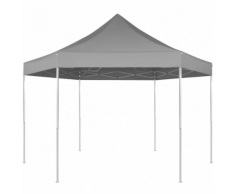 vidaXL Gazebo pieghevole esagonale pop-up grigio 3,6x3,1 m