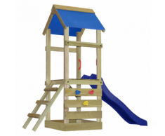 vidaXL Casetta giocattolo in legno con scala e scivolo 260x90x245 cm